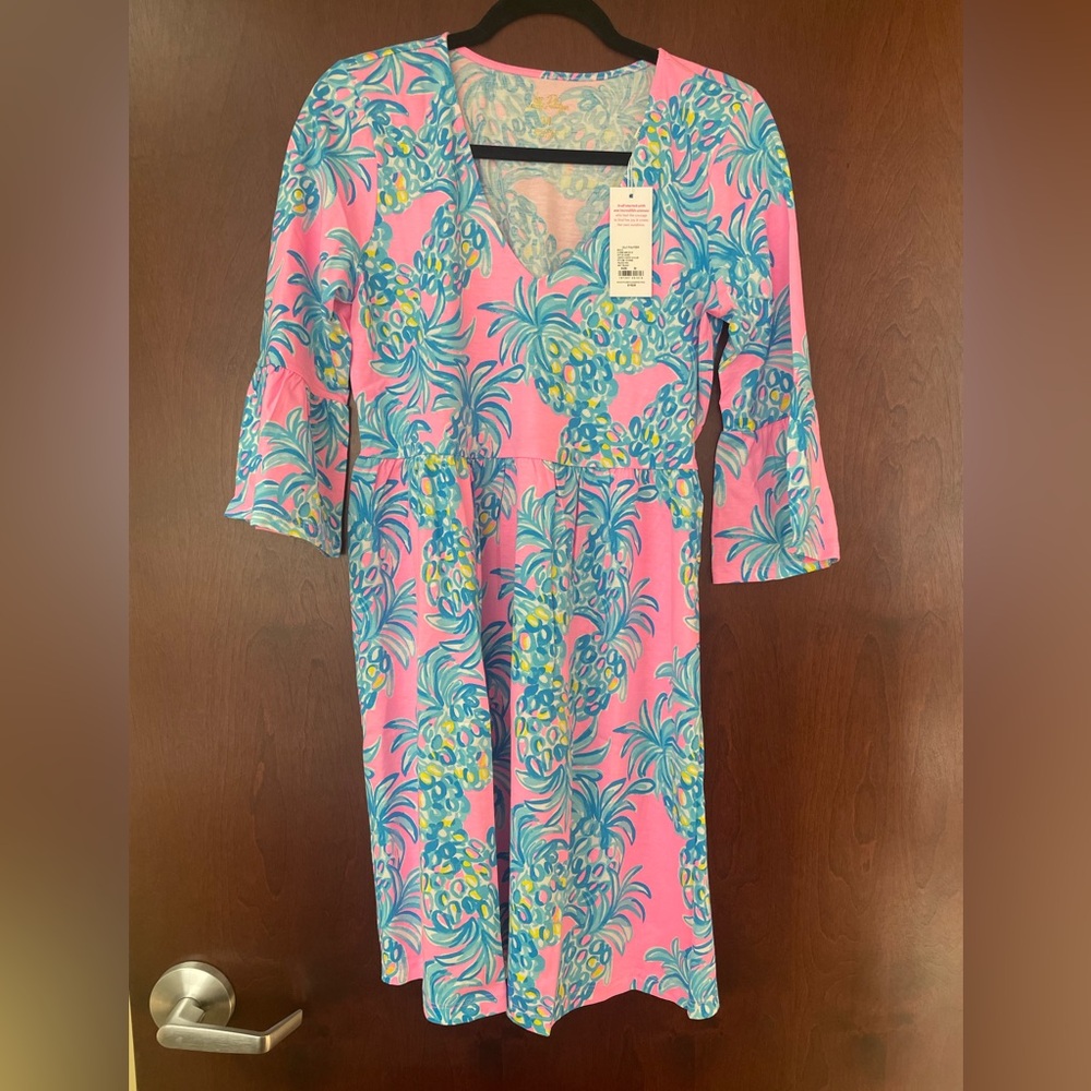 NWT Lilly Pulitzer Jannie Pink and Blue Women's Dress Size Medium - Picture 2 of 5